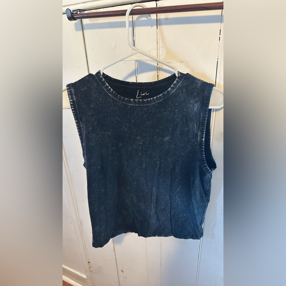 Olivia Rae Mineral Wash Muscle Tee Crop Top